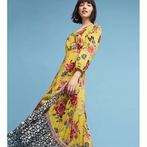 FARM Rio Vibrant Yellow Floral Long Sleeve Dress